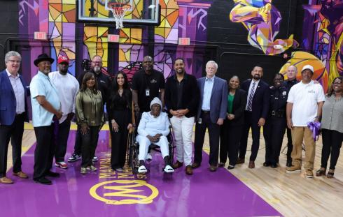 group photo inside gym